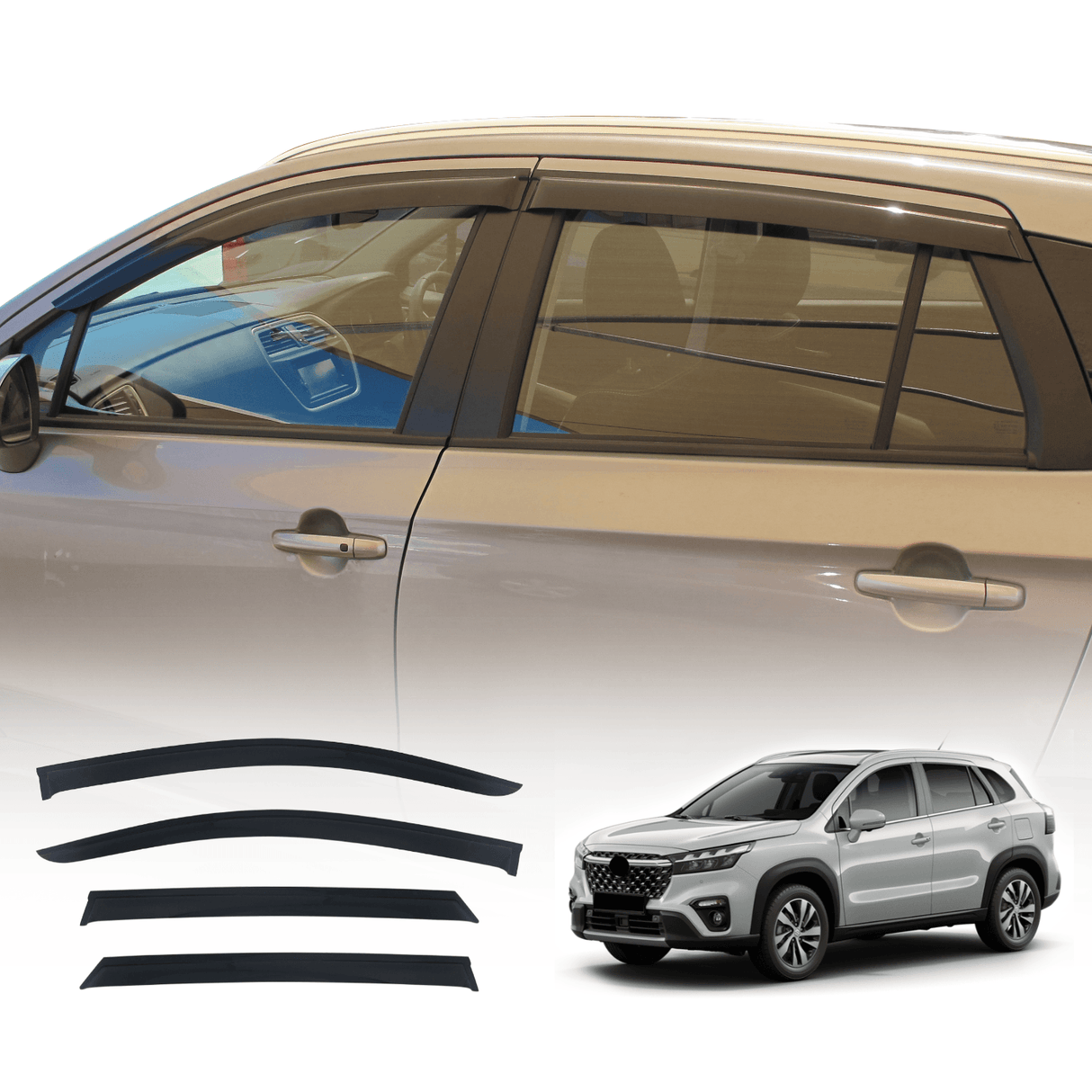 Stainless Edge Weather Shields for Suzuki S-Cross JY 2013-2024