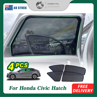 4PCS Magnetic Sun Shade for Honda 10th gen Civic Hatch 2017-2021 Window Sun Shades UV Protection Mesh Cover