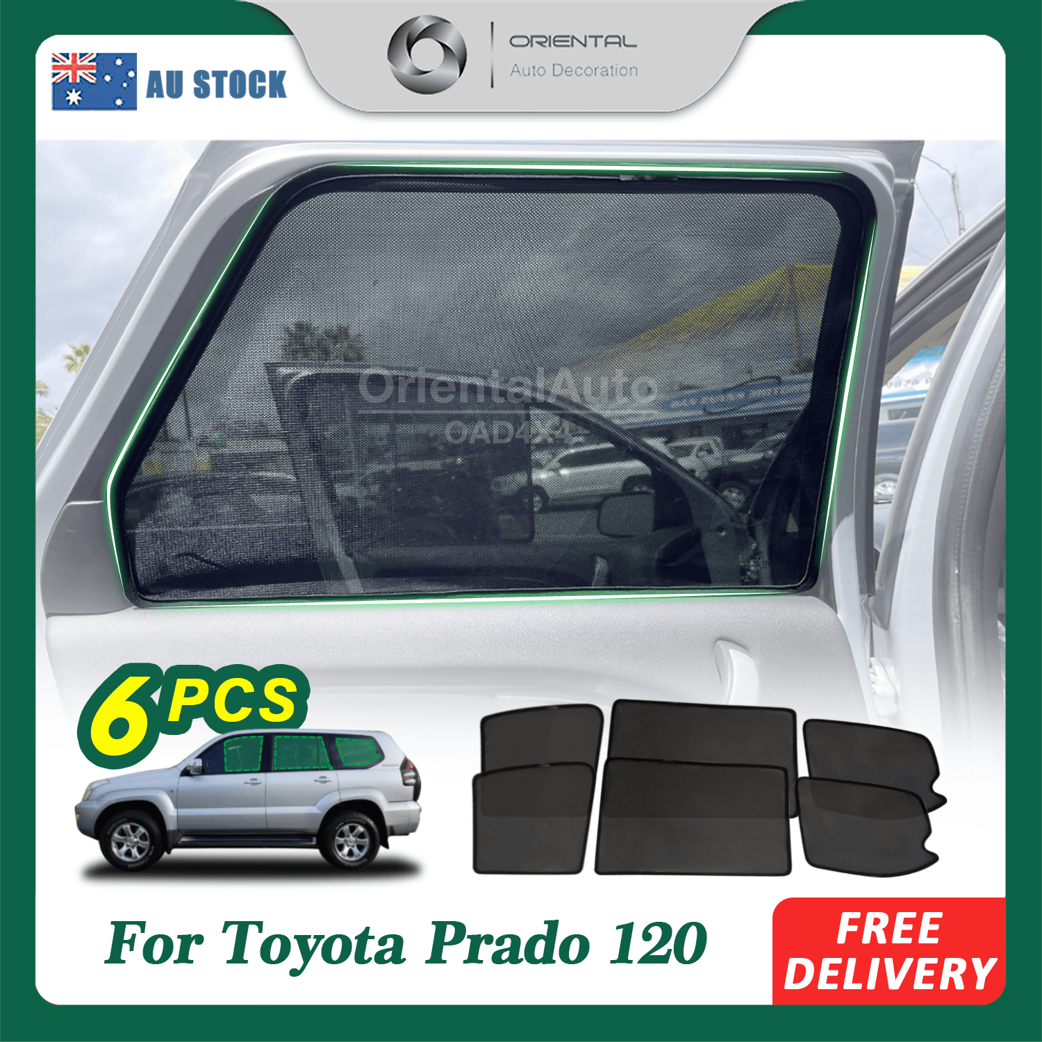 6PCS Magnetic Sun Shade for Toyota LandCruiser Prado 120 2003 2009