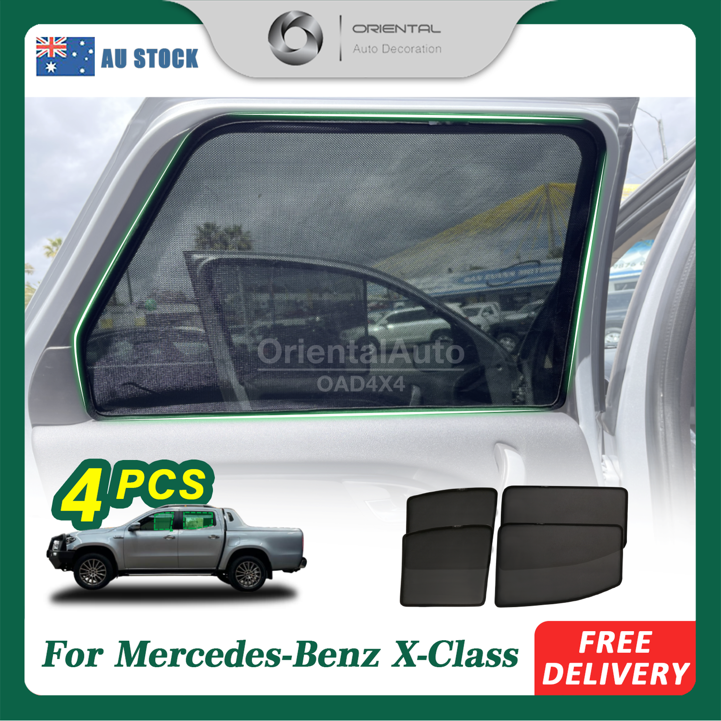 4PCS Magnetic Sun Shade for Mercedes-Benz X-Class 2017-Onwards Window Sun Shades UV Protection Mesh Cover