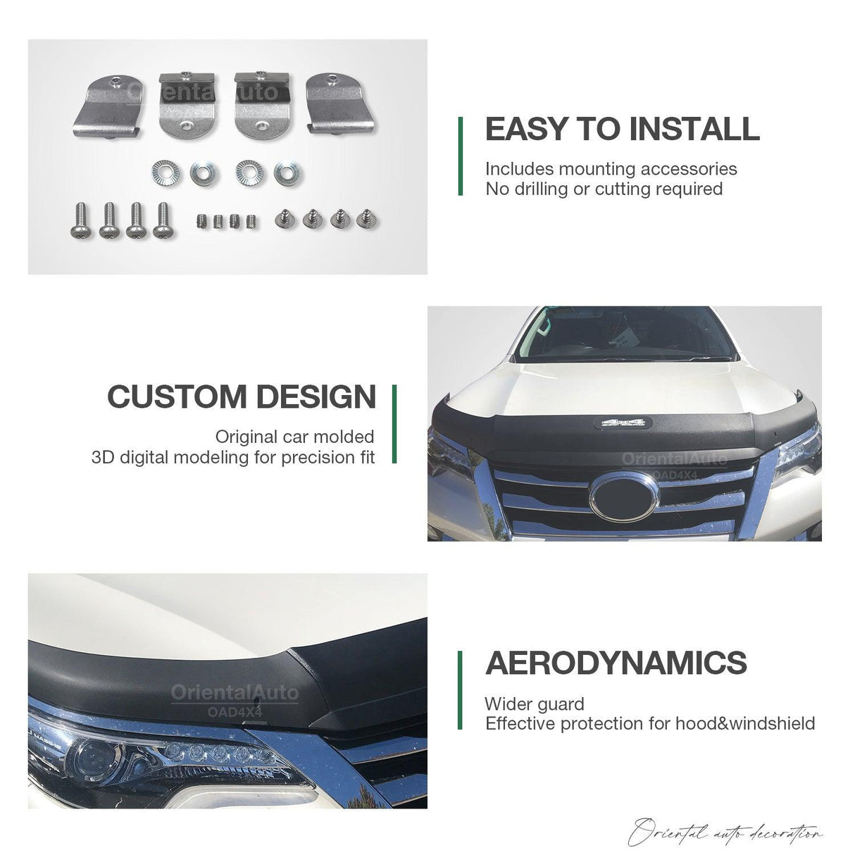 Bonnet Protector & Injection Weathershields for Toyota Fortuner 2015-2020