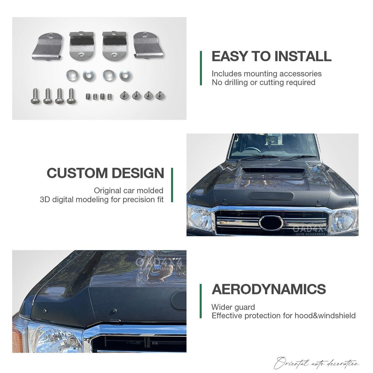 Bonnet Protector & Luxury Weathershields for Toyota Land Cruiser 70 76 79 Series 2007-2023