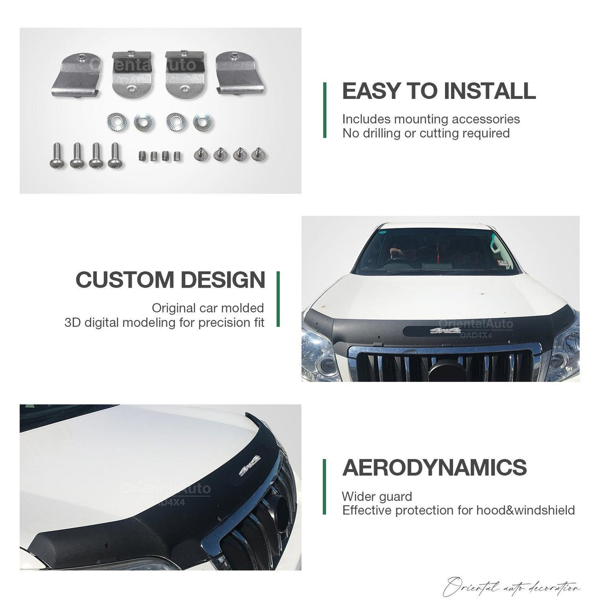Bonnet Protector & Luxury Weathershields for Toyota Land Cruiser Prado 150 2010-2013