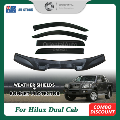 Injection Modeling Bonnet Protector & Injection Weathershield for Toyota Hilux Dual Cab 2011-2015 Weather Shields Window Visor Hood Protector Bonnet Guard