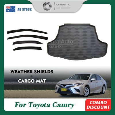 Injection Weathershields & 3D TPE Cargo Mat For Toyota Camry 2017-Onwards Weather Shields Window Visor Boot Liner Trunk Mat