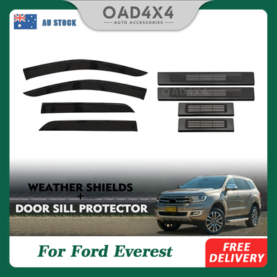 Pre-order Injection Weathershields For Ford Everest UA / UA II Series 2015-2022 Weather Shields Window Visor + + Stainless Steel Scuff Plates