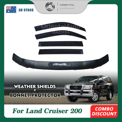 Injection Modeling Bonnet Protector & Injection Weather Shields for Toyota Landcruiser Land Cruiser 200 LC200 2007-2015 Window Visor Weathershield Hood Protector Bonnet Guard