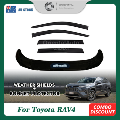 Injection Weathershield & Injection Modeling Bonnet Protector for Toyota RAV4 2019-Onwards Weather Shields Window Visor + Hood Protector Bonnet Guard for RAV 4