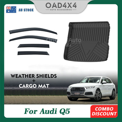 Luxury Weathershields & 3D TPE Cargo Mat for Audi Q5 2017-Onwards Weather Shields Window Visor Boot Mat