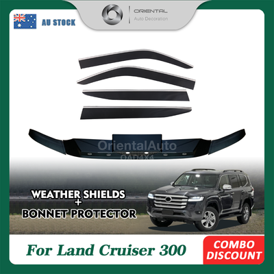 Injection Bonnet Protector & Injection Stainless Weathershields for Toyota Landcruiser 300 Land cruiser 300 LC300 2021-Onwards Weather Shields Window Visor Hood Protector Bonnet Guard