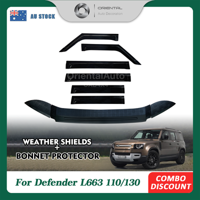 Injection Modeling Bonnet Protector & Widened Luxury Weathershield for Land Rover Defender L663 110 2020-Onwards 6pcs Weather Shields Window Visor Hood Protector Guard