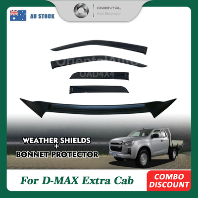 Injection Modeling Bonnet Protector & Luxury Weathershield for ISUZU DMAX D-MAX Extra Cab 2020-Onwards Weather Shields Window Visor Hood Protector Bonnet Guard