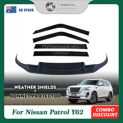 Pre-order Injection Bonnet Protector & Luxury Weathershields for Nissan Patrol Y62 2019-Onwards Weather Shields Window Visor Hood Protector Guard