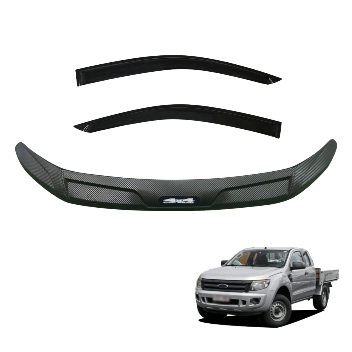 Bonnet Protector & Weathershields for Ford Ranger Single / Extra Cab 2012-2015 2PCS