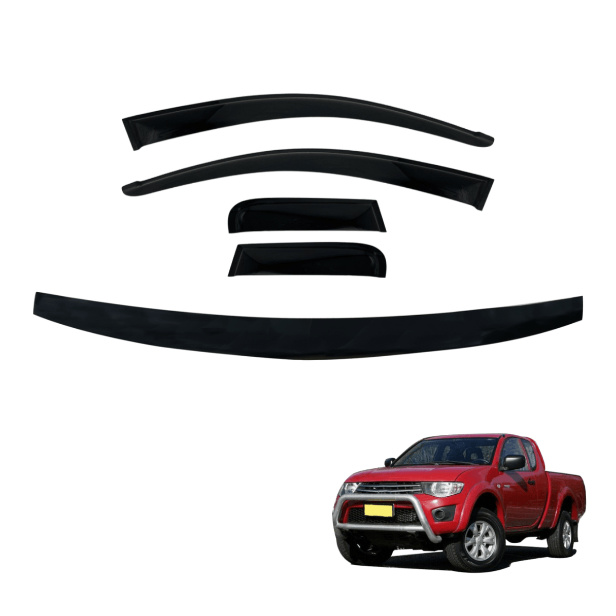 Bonnet Protector & Weathershields for Mitsubishi Triton ML MN Extra Cab 2006-2015 4PCS