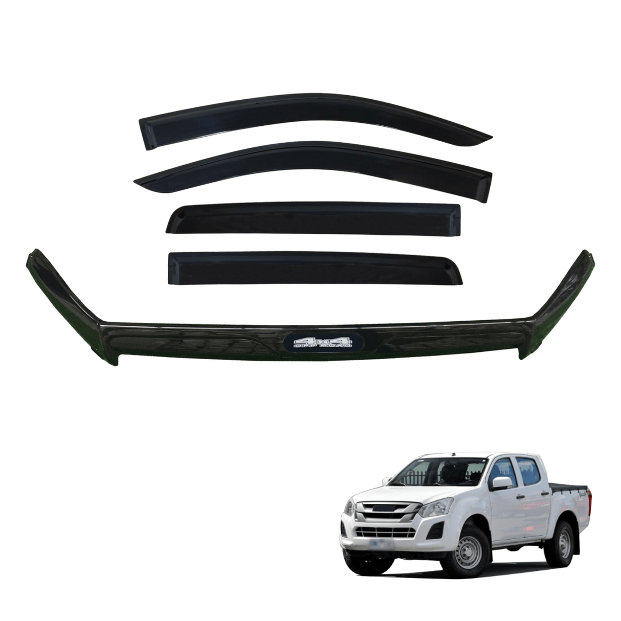 Bonnet Protector & Injection Weathershields for ISUZU DMAX D-MAX Dual Cab 2012-2016