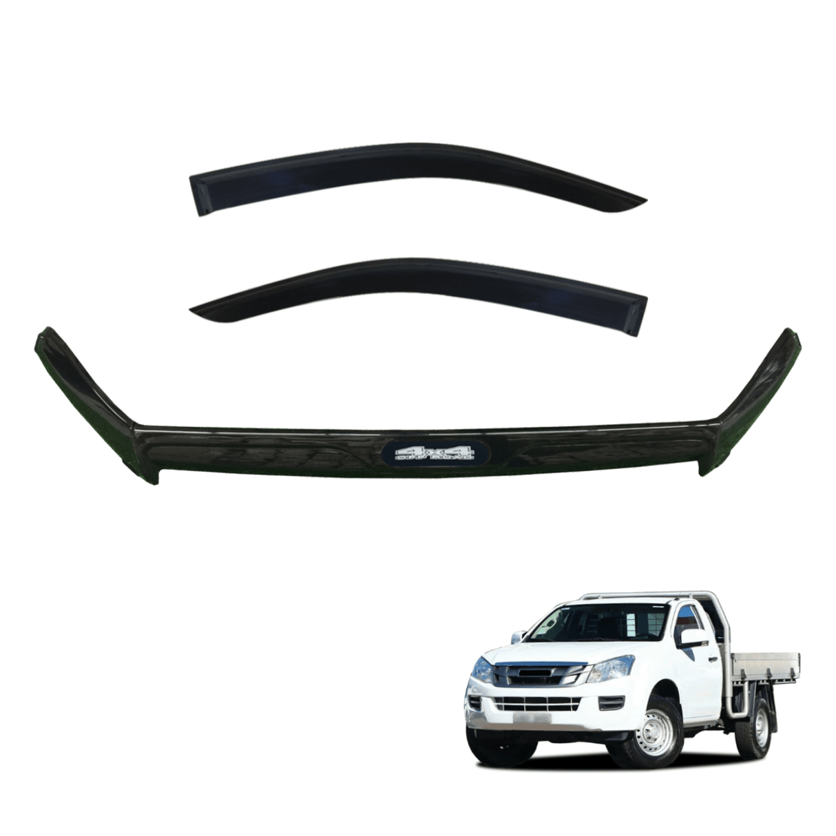 Bonnet Protector & Injection Weathershields for ISUZU DMAX D-MAX Single / Extra Cab 2012-2016 2PCS