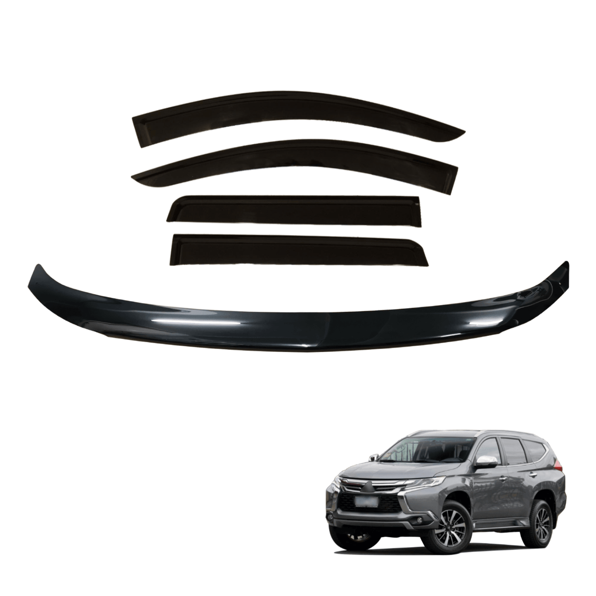 Pre-order Bonnet Protector & Injection Weathershields for Mitsubishi Pajero Sport QE Series 2015-2019