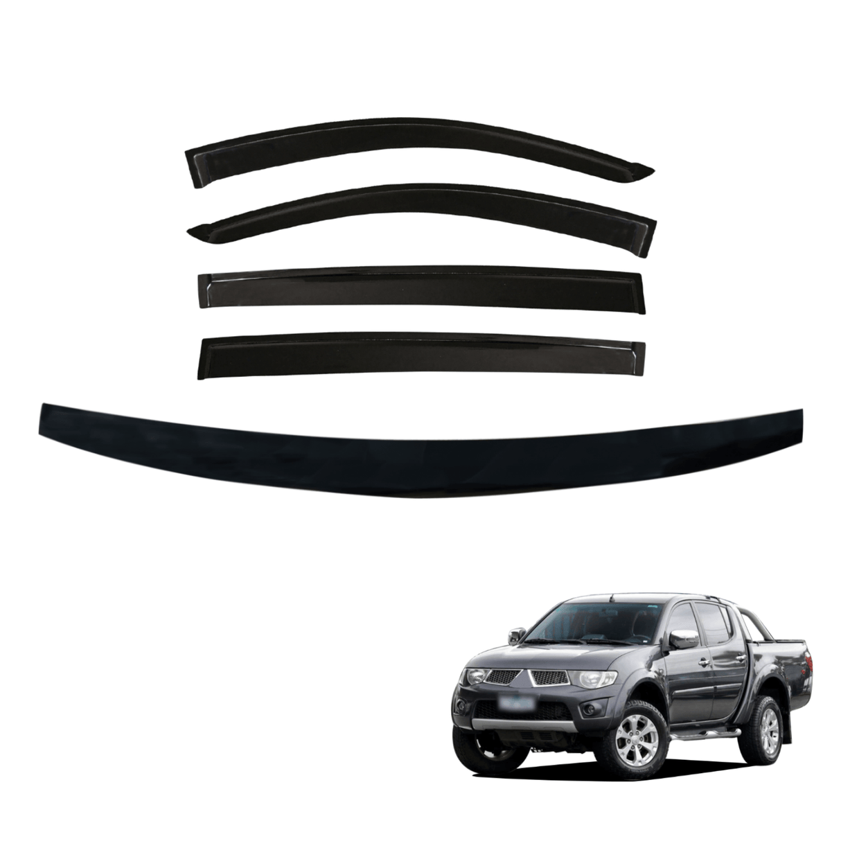 Bonnet Protector & Injection Weathershields for Mitsubishi Triton ML MN Dual Cab 2006-2015