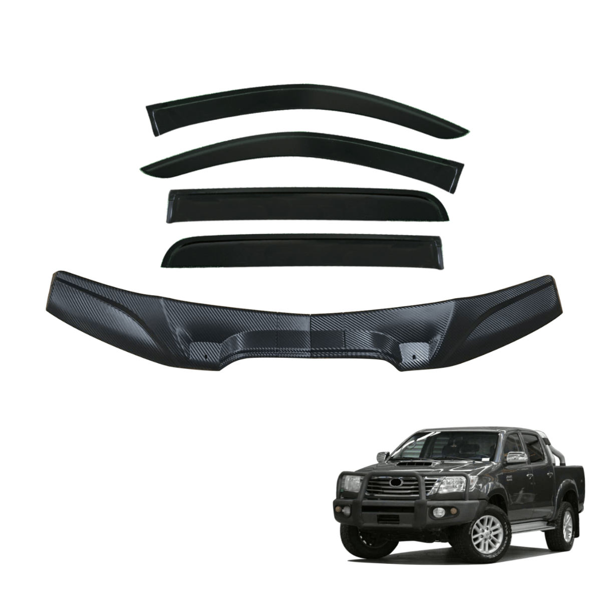 Bonnet Protector & Injection Weathershields for Toyota Hilux Dual Cab 2011-2015