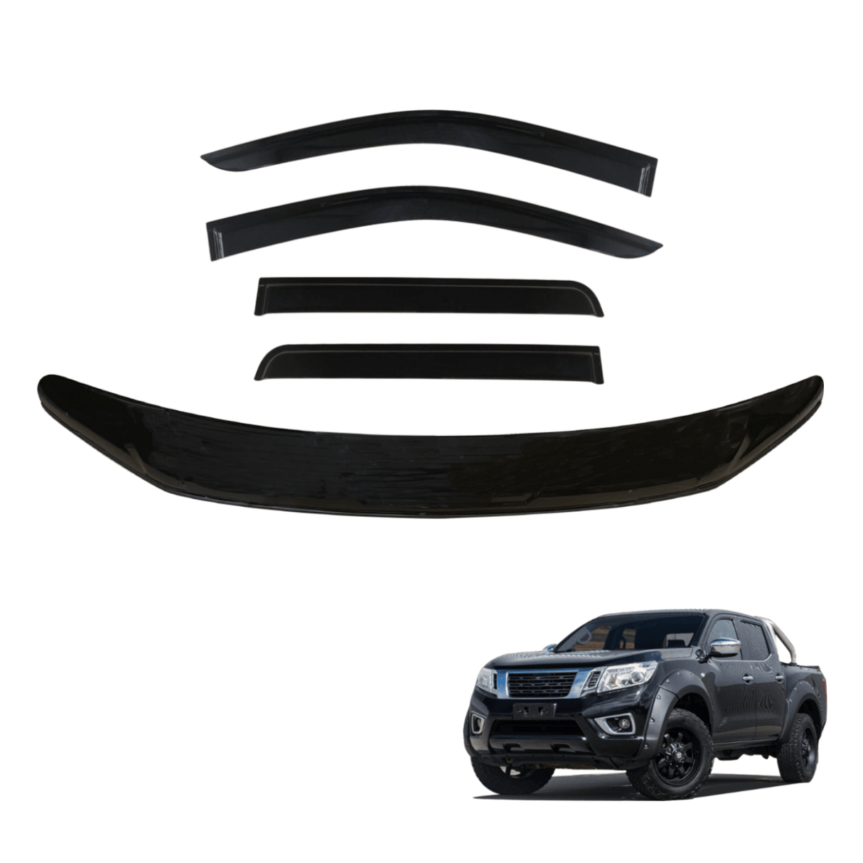 Bonnet Protector & Injection Weathershields for Nissan Navara NP300 D23 Dual Cab 2015-2020