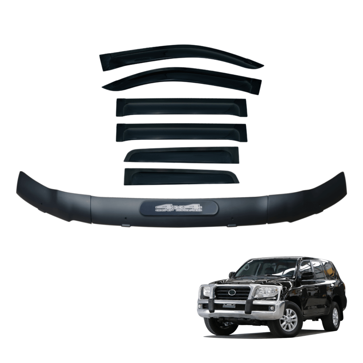 Bonnet Protector & Widened Weathershields for Toyota Land Cruiser 200 Series 2007-2015 6PCS