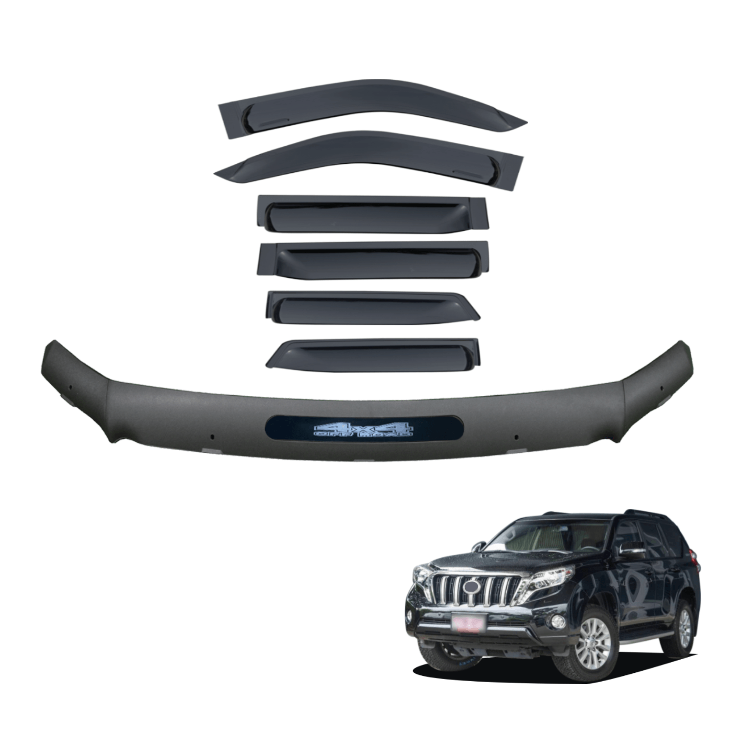 Bonnet Protector & Widened Weathershields for Toyota Land Cruiser Prado 150 2013-2017 6PCS