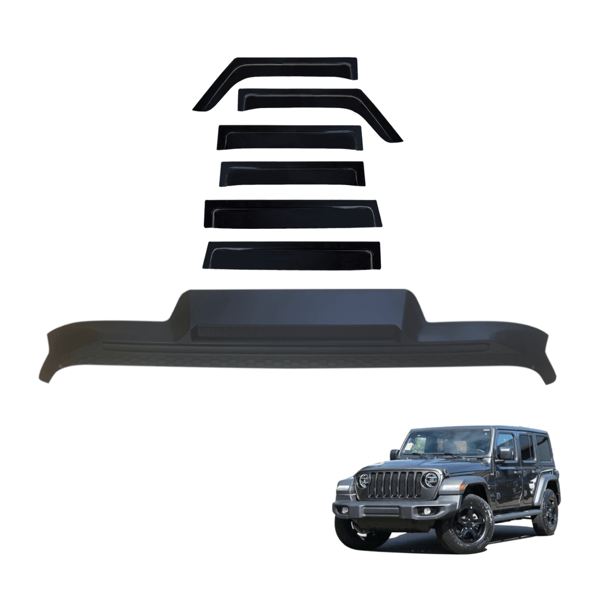 Bonnet Protector & Widened Weathershields for Jeep Wrangler JL Series 2018-Onwards 6PCS