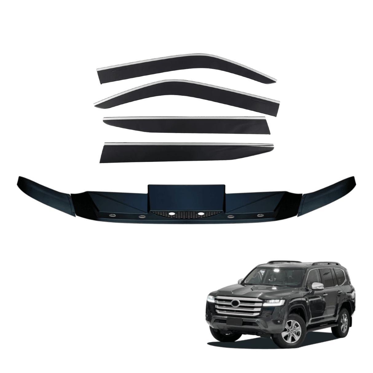 Bonnet Protector & Stainless Edge Weathershields for Toyota Land Cruiser 300 2021-Onwards