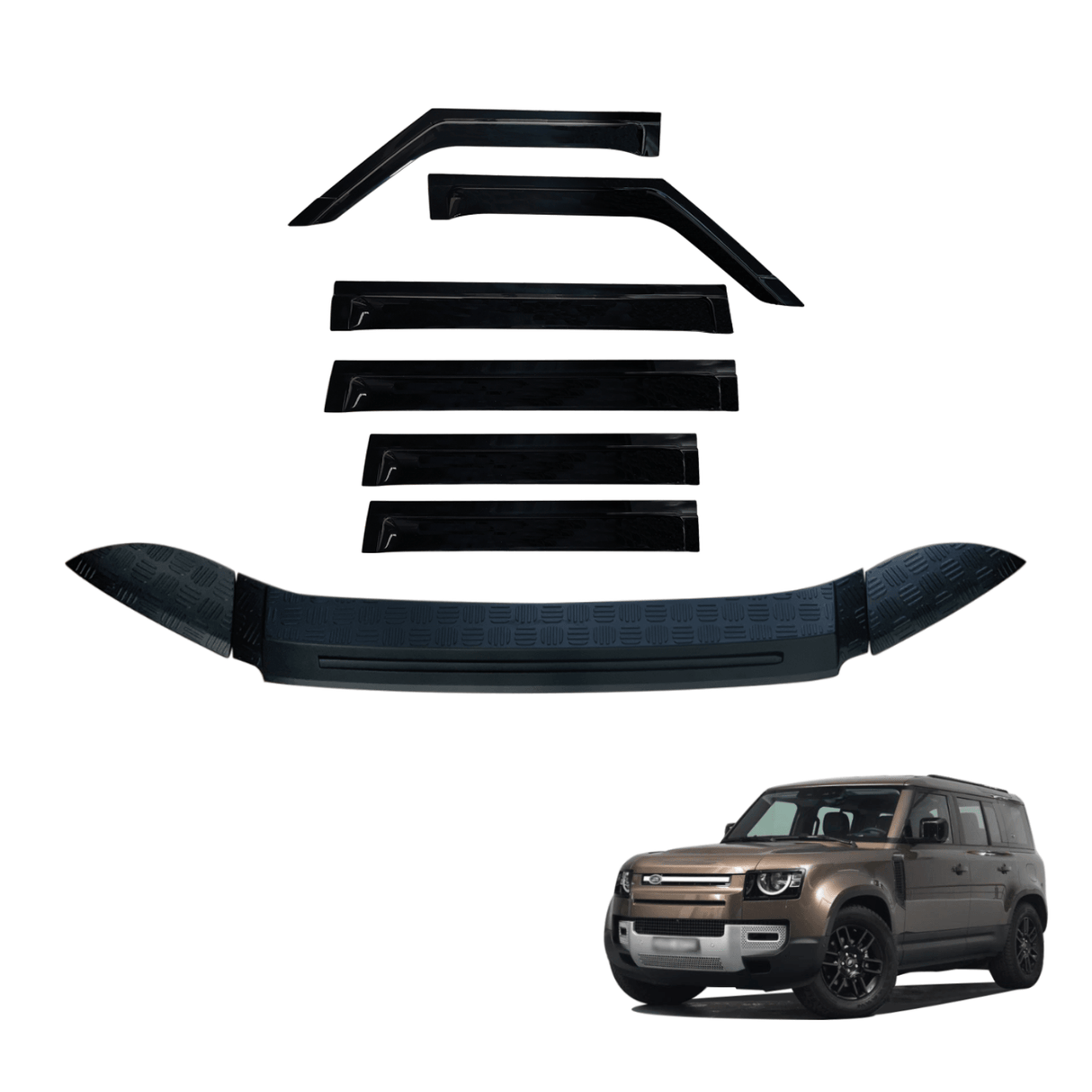 Bonnet Protector & Widened Weathershields for Land Rover Defender L663 110 2020-Onwards 6PCS