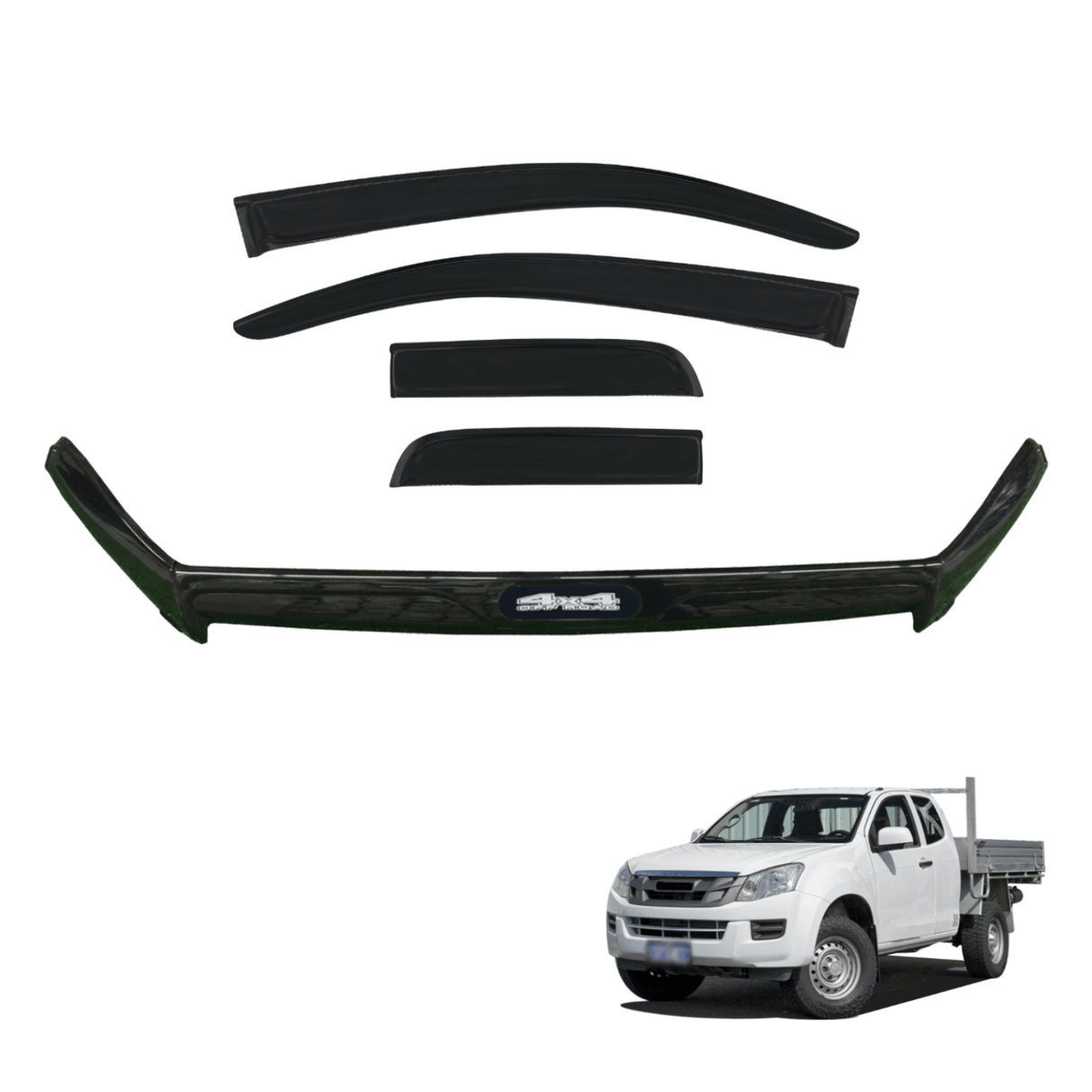 Bonnet Protector & Luxury Weathershields for ISUZU DMAX D-MAX Extra Cab 2012-2016