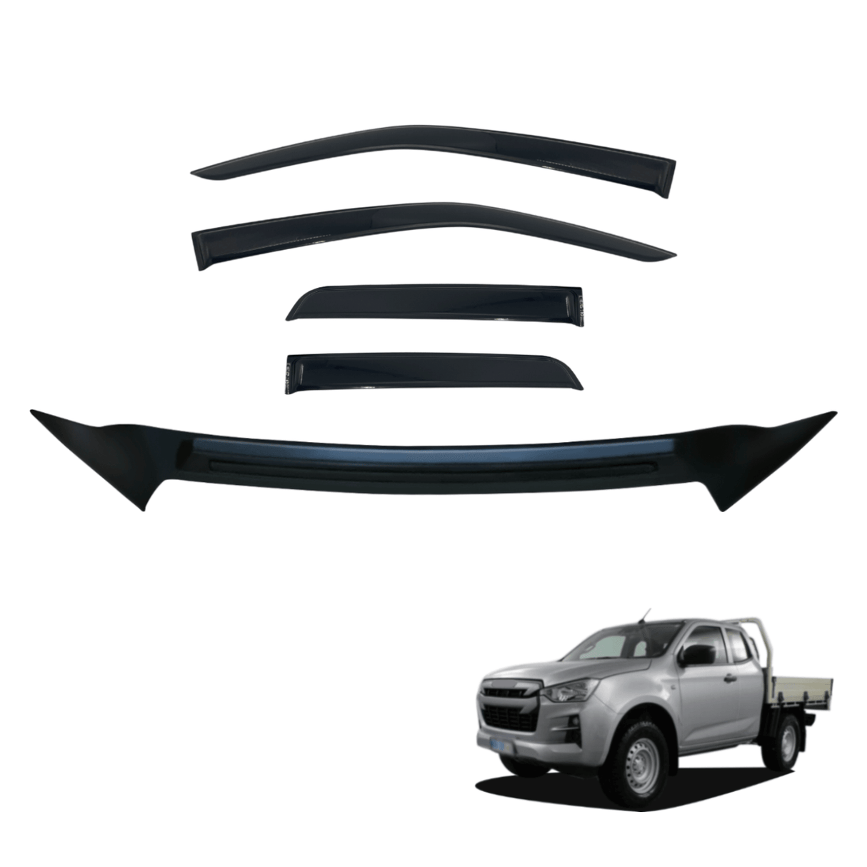 Bonnet Protector & Luxury Weathershields for ISUZU DMAX D-MAX Extra Cab 2020-Onwards