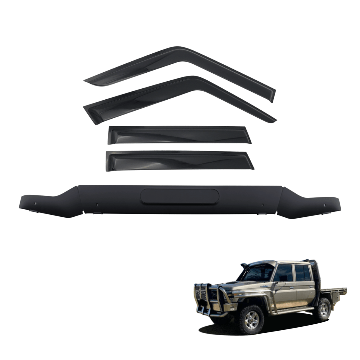 Bonnet Protector & Luxury Weathershields for Toyota Land Cruiser 70 76 79 Series 2007-2023