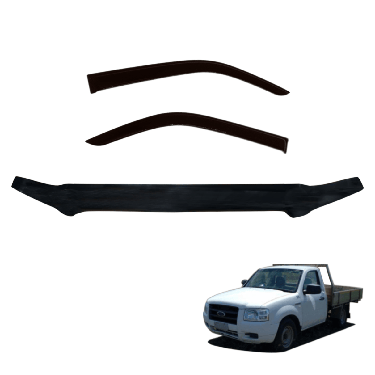 Bonnet Protector & Luxury Weathershields for Ford Ranger Single / Extra Cab 2007-2009 2PCS