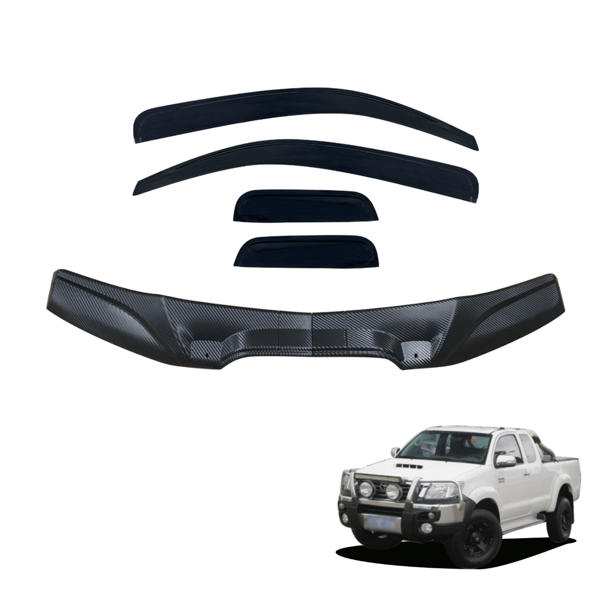 Bonnet Protector & Luxury Weathershields for Toyota Hilux Extra Cab 2011-2015