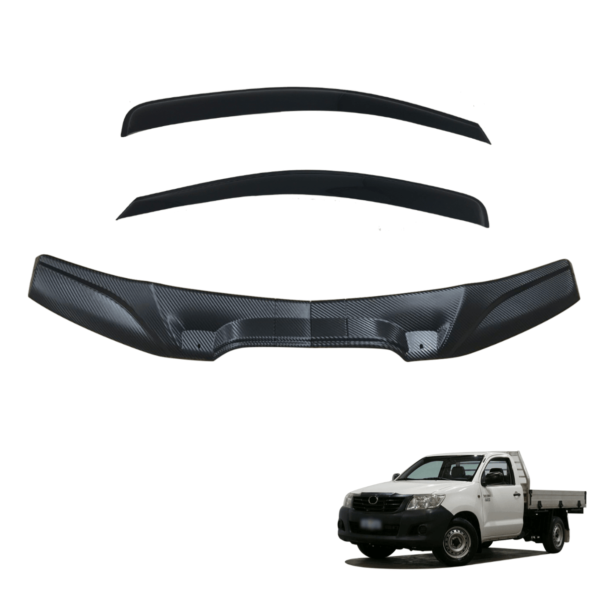 Bonnet Protector & Luxury Weathershields for Toyota Hilux Single / Extra Cab 2011-2015 2PCS