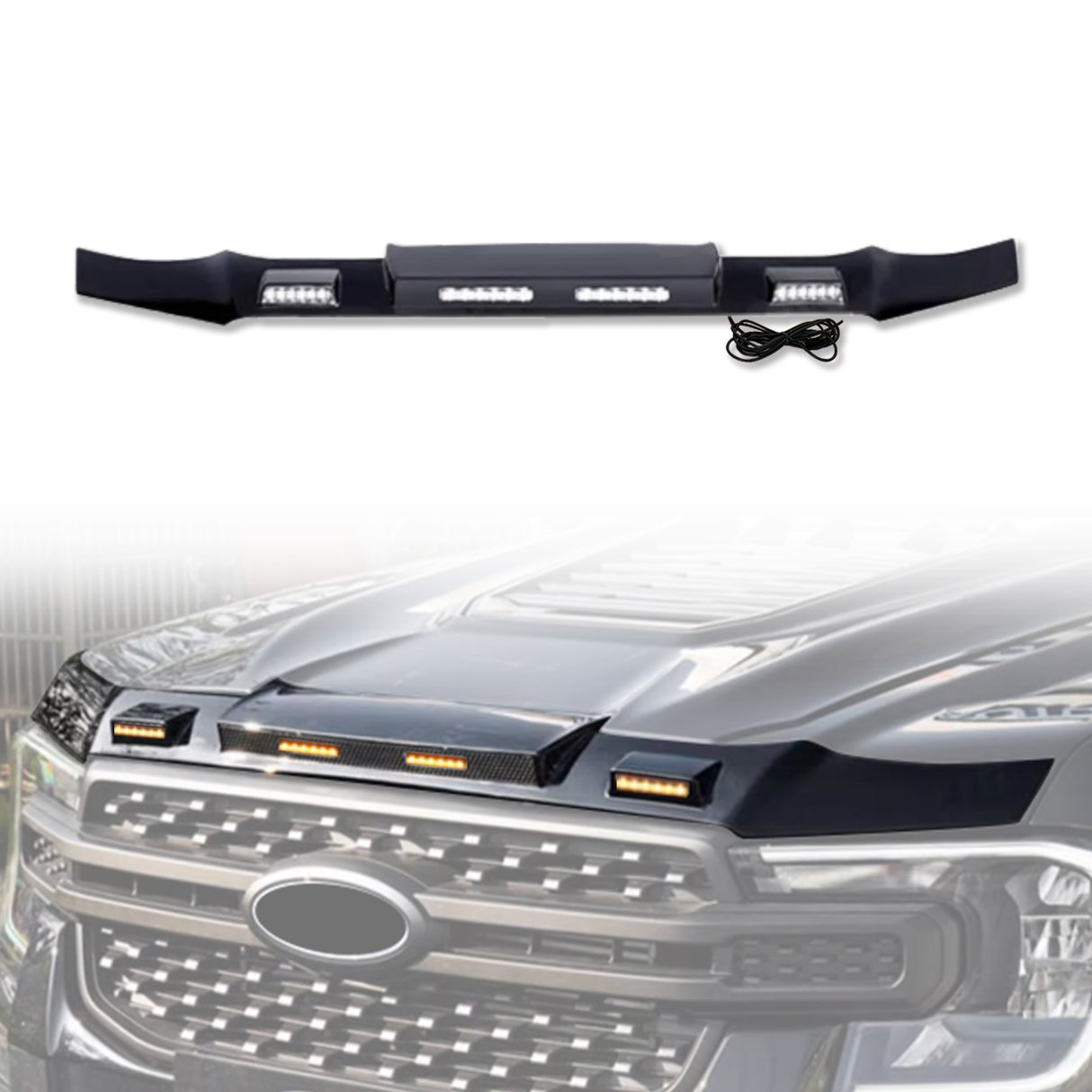 Bonnet Protector with LED Lights for Ford Ranger Next-Gen 2022-Onwards