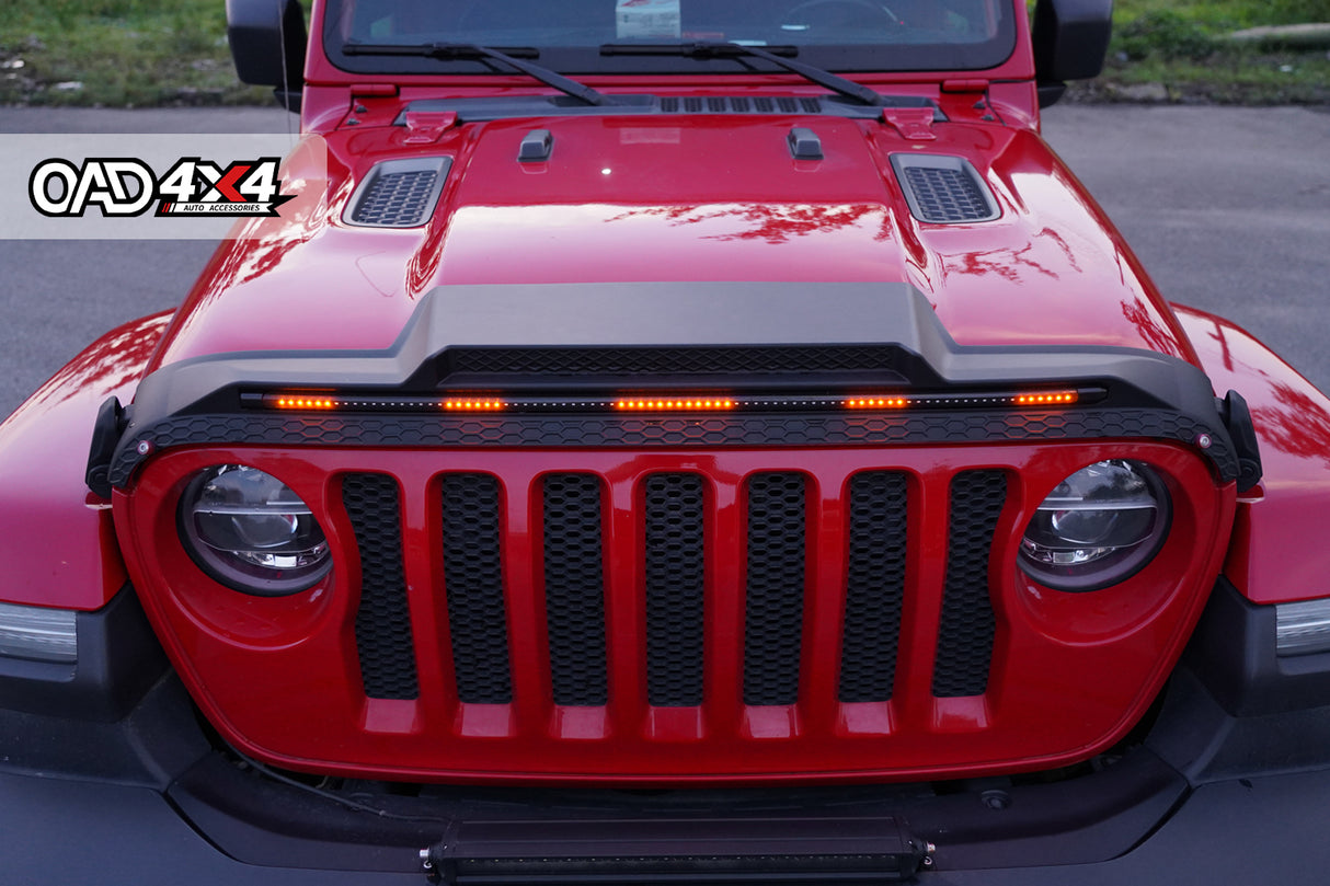 Bonnet Protector with LED Lights for Jeep Wrangler JL 4D 2018-Onwards