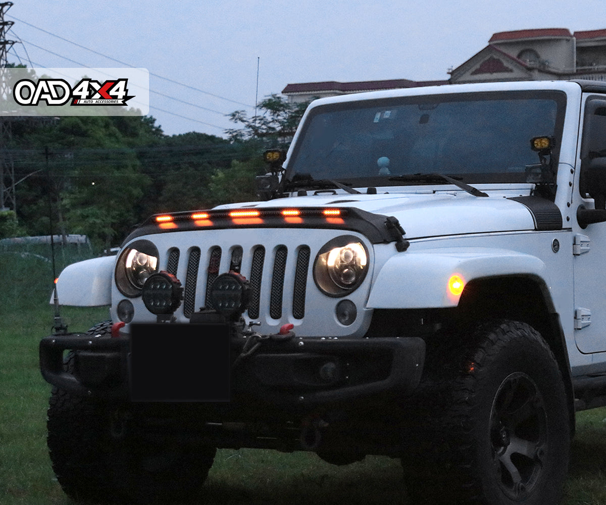 Bonnet Protector with LED Lights for Jeep Wrangler JK 4D 2007-2018