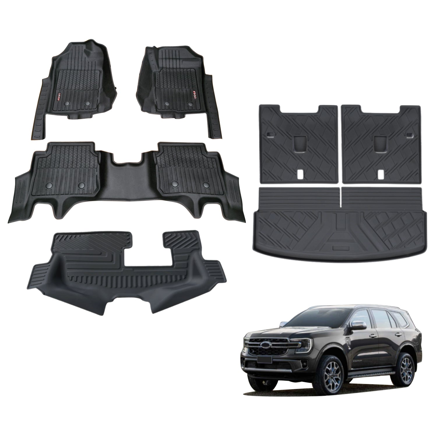 Injection 7D TPE Car Floor Mats for Ford Everest Next-Gen 2022-Onwards