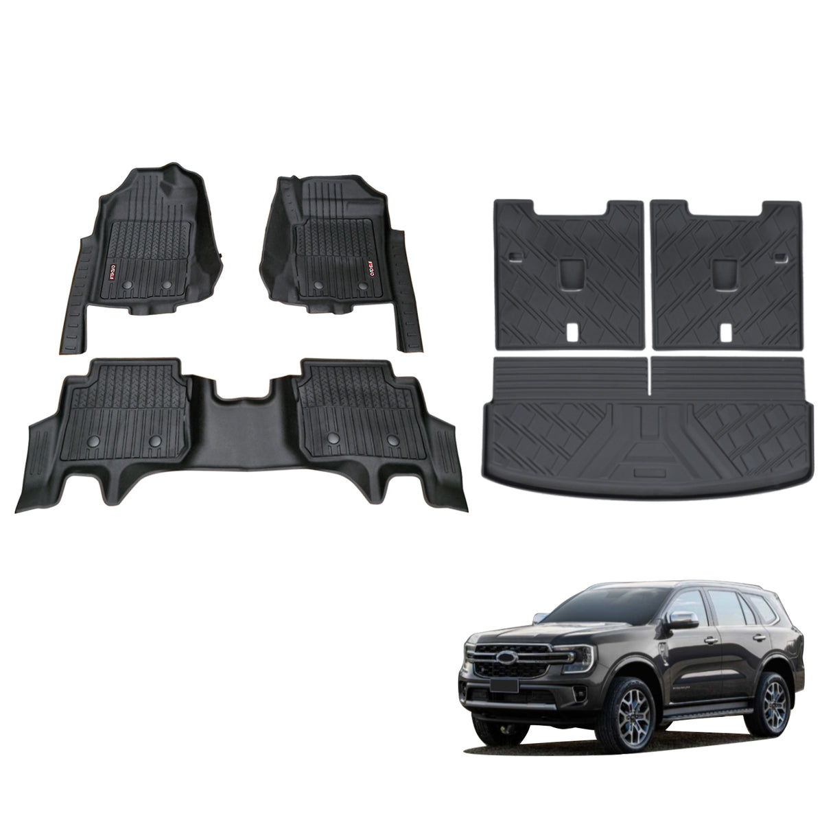 Injection 7D TPE Car Floor Mats for Ford Everest Next-Gen 2022-Onwards