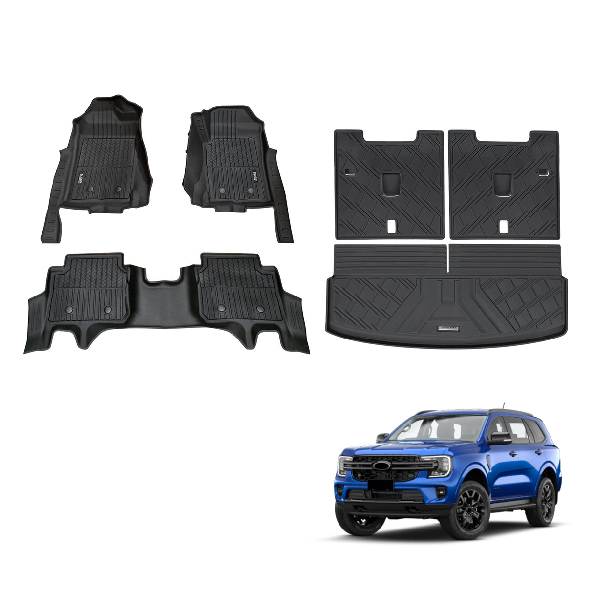 Injection 7D TPE Car Floor Mats for Ford Everest Next-Gen 2022-Onwards