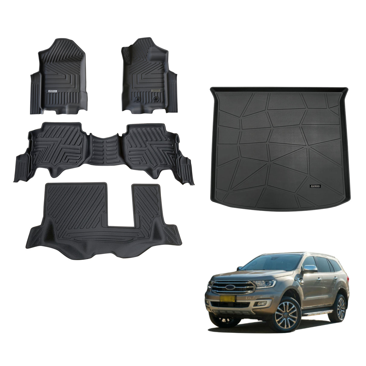 5D TPE Car Floor Mats for Ford Everest UA / UA II 2015-2022