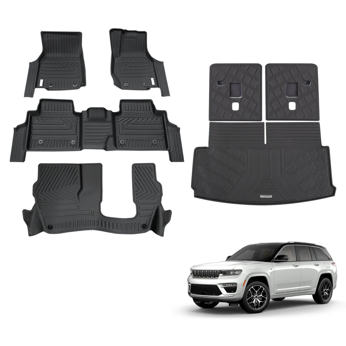 5D TPE Car Floor Mats for Jeep Grand Cherokee L WL Series 7 Seats 2021-Onwards