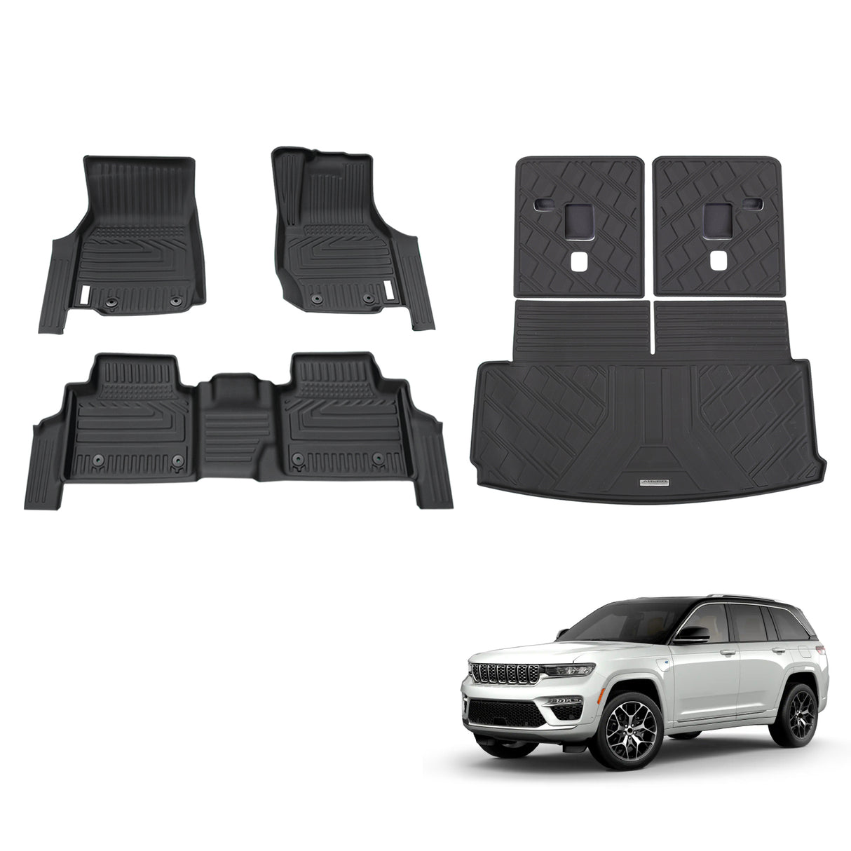 5D TPE Car Floor Mats for Jeep Grand Cherokee L WL Series 7 Seats 2021-Onwards