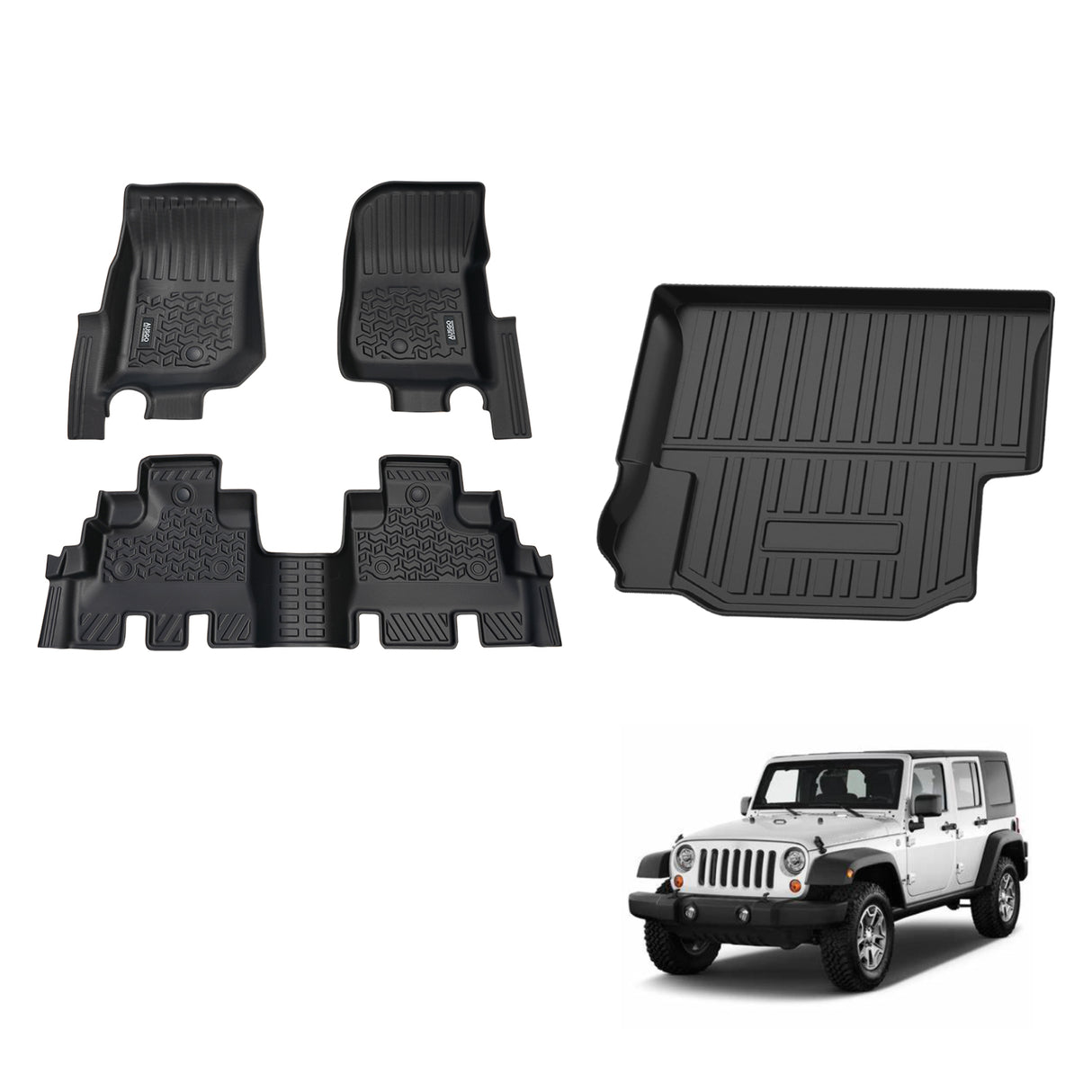 5D TPE Car Floor Mats for Jeep Wrangler JK Series 2007-2018
