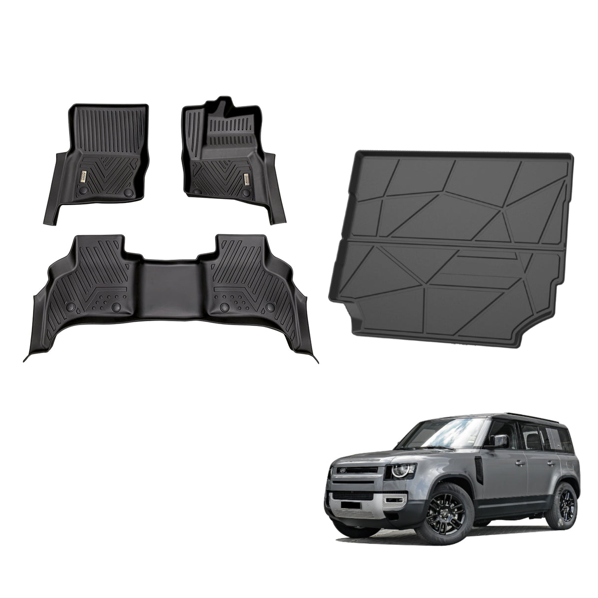 5D TPE Car Floor Mats for Land Rover Defender L663 110 5 Seats 2020-Onwards