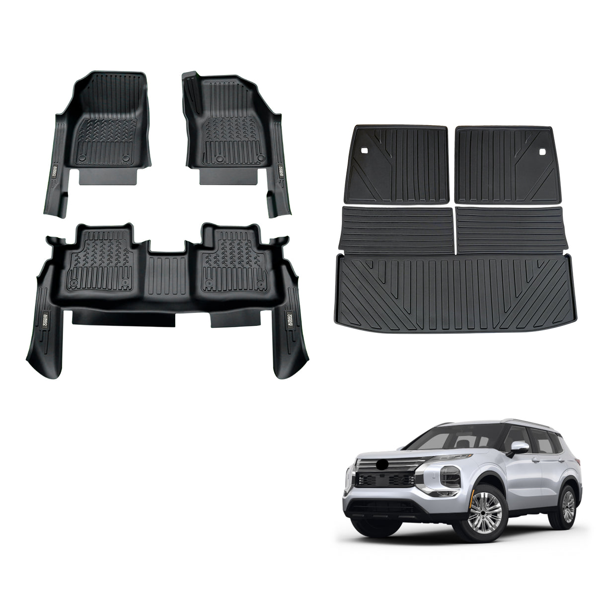 7D TPE Car Floor Mats for Mitsubishi Outlander 7 Seats 2021-Onwards