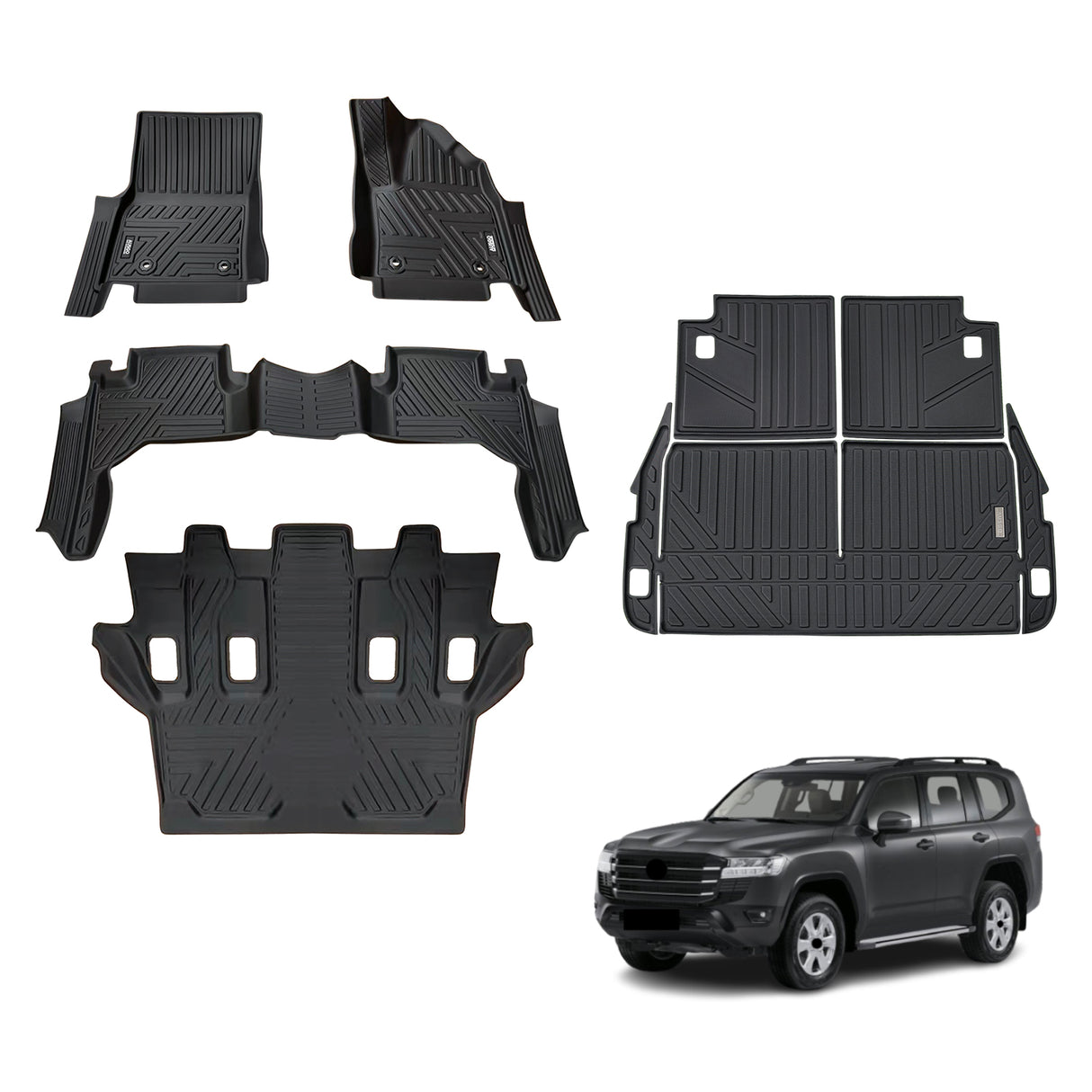 5D TPE Car Floor Mats for Toyota Land Cruiser 300 2021-Onwards