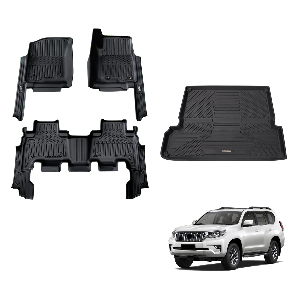 7D TPE Car Floor Mats for Toyota Land Cruiser Prado 150 Auto 7 Seats 2009-2024